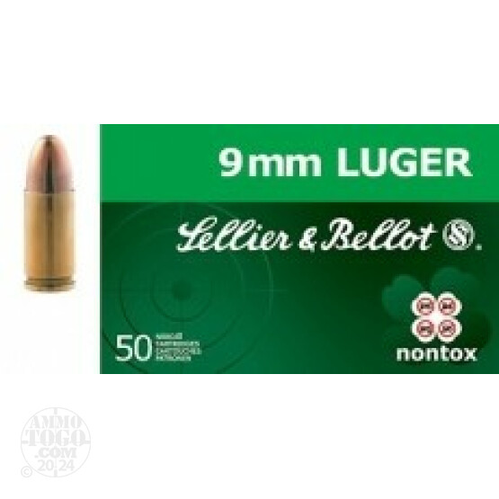 50rds - 9mm Sellier & Bellot 115gr TFMJ Nontox Ammo